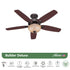 VENTILADOR DE TECHO HUNTER BUILDER’S DELUXE 52" CON LUZ