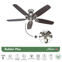 VENTILADOR DE TECHO HUNTER 52" MOD. BUILDER'S PLUS