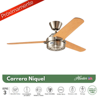 VENTILADOR DE TECHO HUNTER CARRERA NIQUEL 52