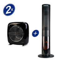 PACK CHIMENEA ELECTRICA HTV 200R + TERMOVENTILADOR VINTAGE NEGRO HT RETRO 2000N