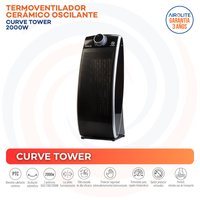 TERMOVENTILADOR CERÁMICO OSCILANTE CURVE TOWER AIROLITE