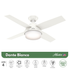 VENTILADOR DE TECHO HUNTER DANTE BLANCO 44"