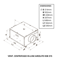 Ventilador Centrífugo en Línea Airolite KSB 315