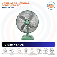 VENTILADOR SOBREMESA RETRO V12SR VERDE